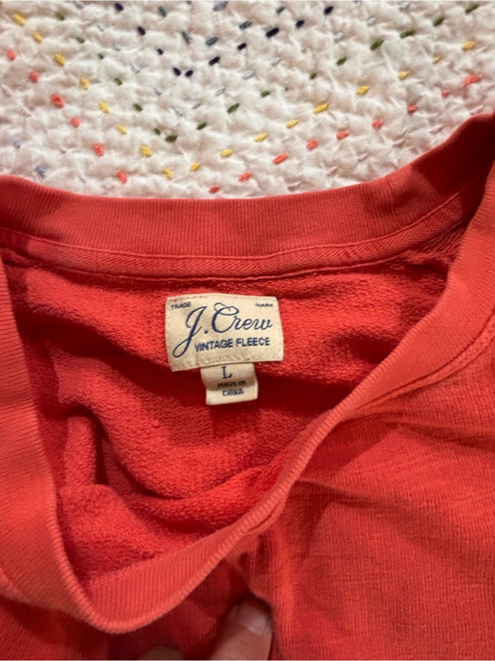 J. Crew Coral-Red Crewneck Sweatshirt - Picture 3 of 3
